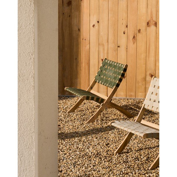 Žalios spalvos medžio masyvo sodo krėslas Chabeli – Kave Home-image-1