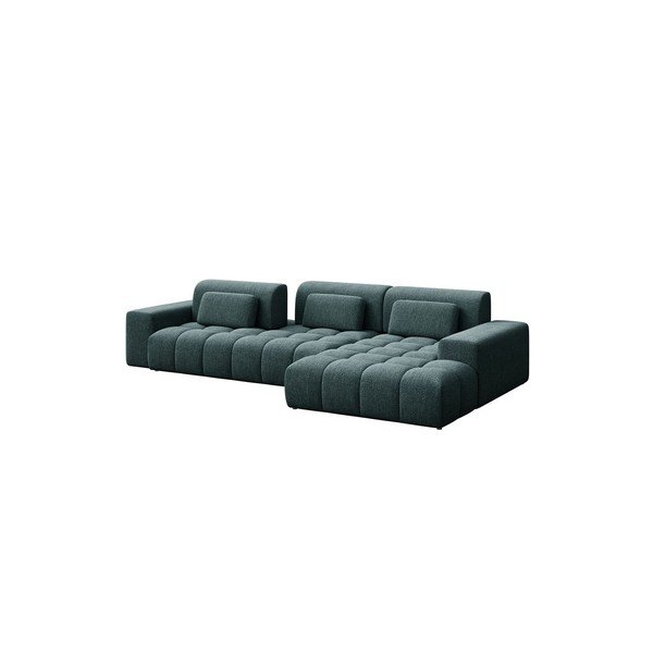 Mėlynos spalvos iš šenilinio audinio kampinė sofa (su dešiniuoju kampu/su gultu) Chevi – Ghado-image-3
