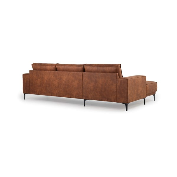 Iš dirbtinės odos kampinė sofa konjako rudos spalvos (su kairiuoju kampu) Copenhagen – Scandic-image-3