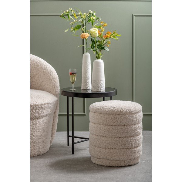 Baltas apvalus pufas su daiktadėže Leitmotiv Cuddly-image-1