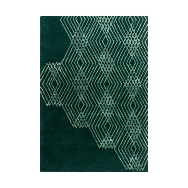 Žalios spalvos vilnonis kilimas Flair Rugs Diamonds, 160 x 230 cm