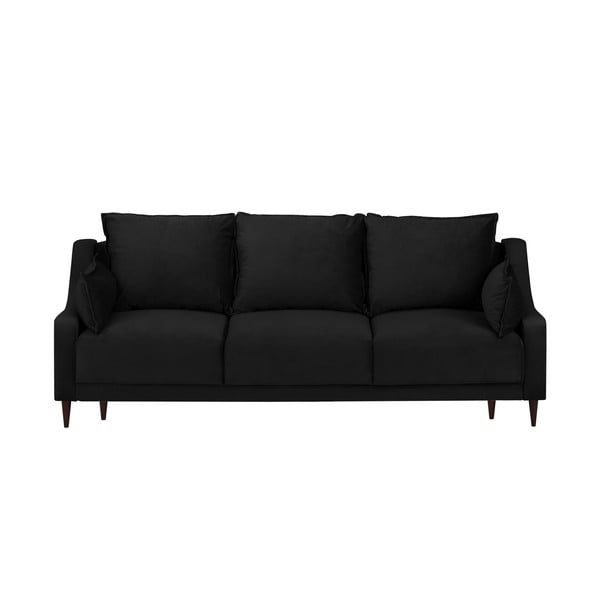Juoda aksominė sofa-lova su dėže Mazzini Sofas Freesia, 215 cm