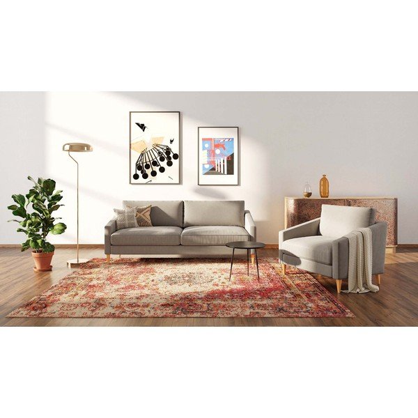 Sofa smėlio spalvos iš velveto 200 cm Karoto – Ame Yens-image-1