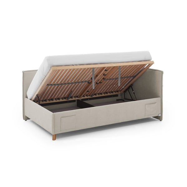 Smėlio spalvos kampinė iš audinio vaikiška lova su sandėliavimo vieta su lovos grotelėmis 90x200 cm Fun – Meise Möbel-image-2