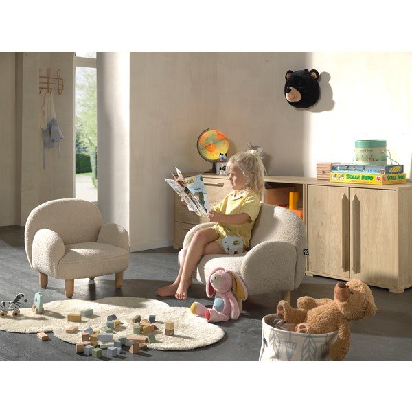 Smėlio spalvos vaikiškas krėslas iš boucle Rocky – Vipack-image-3