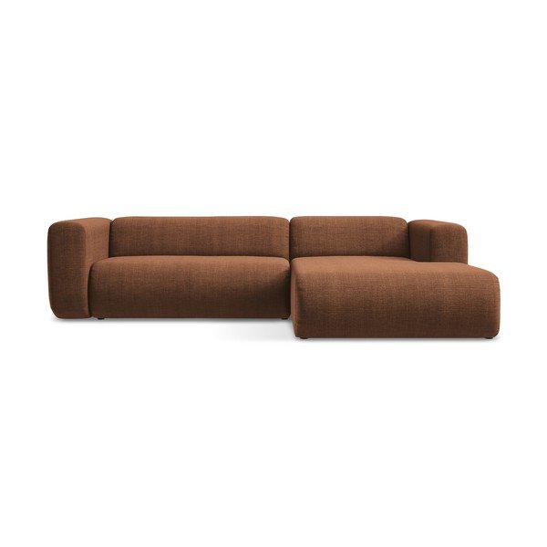 Terakotos spalvos kampinė sofa (su dešiniuoju kampu/su gultu) Ekahi – Makamii