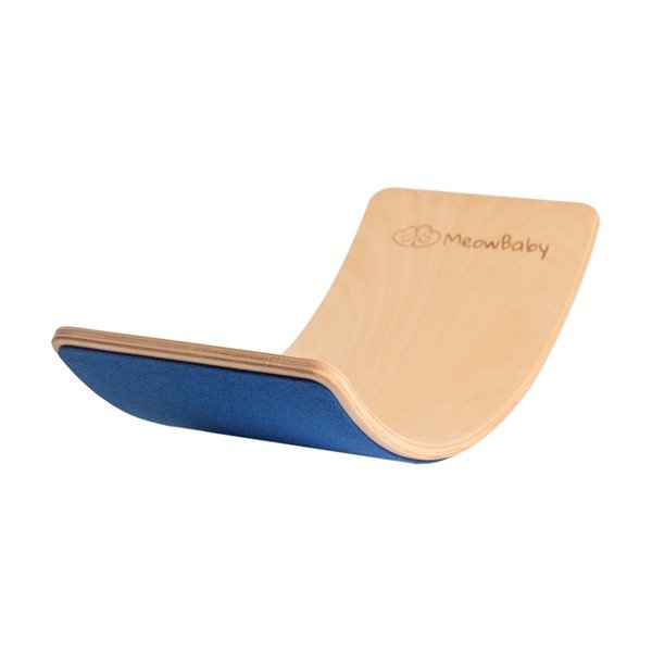 Mėlynos spalvos/natūralios spalvos iš pušies masyvo balansinė lenta 80x30x18 cm Montessori – Meowbaby