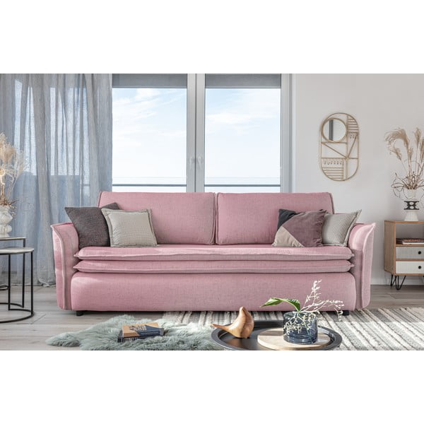 Rausvos spalvos aksominė sofa-lova Miuform Tender Eddie-image-3