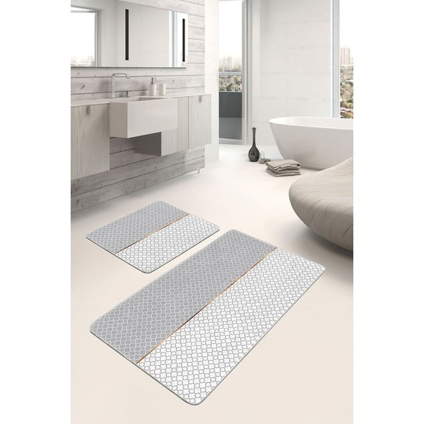 Vonios kilimėliai pilkos spalvos 2 vnt. 60x100 cm – Mila Home-image-2
