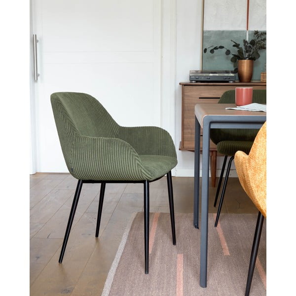 Khaki spalvos iš audinio valgomojo kėdė Konna – Kave Home-image-1