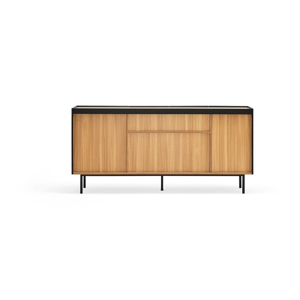 Žema šoninė spintelė juodos spalvos iš ąžuolo 165x78 cm Arista – Teulat-image-4