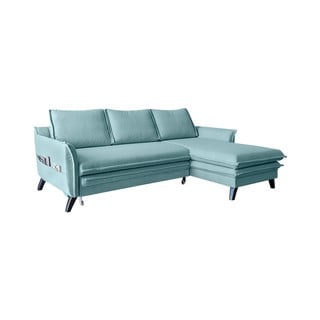 Šviesiai mėlyna sofa-lova Miuform Charming Charlie, dešinysis kampas