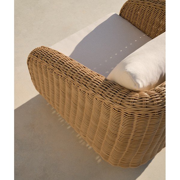 Smėlio spalvos/natūralios spalvos paminkštinto audinio sodo krėslas Meria – Kave Home-image-3