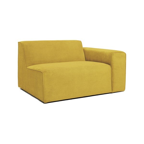Geltonos spalvos aksominės sofos modulis Scandic Sting, 124 cm, dešinysis kampas-image-2