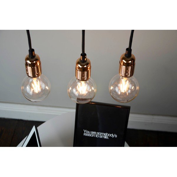 Juodas trijų šakų pakabinamas šviestuvas su vario spalvos detalėmis Sotto Luce Uno-image-2