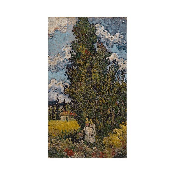 Vincentas van Gogas - Kiparisai ir dvi moterys, 70x46 cm