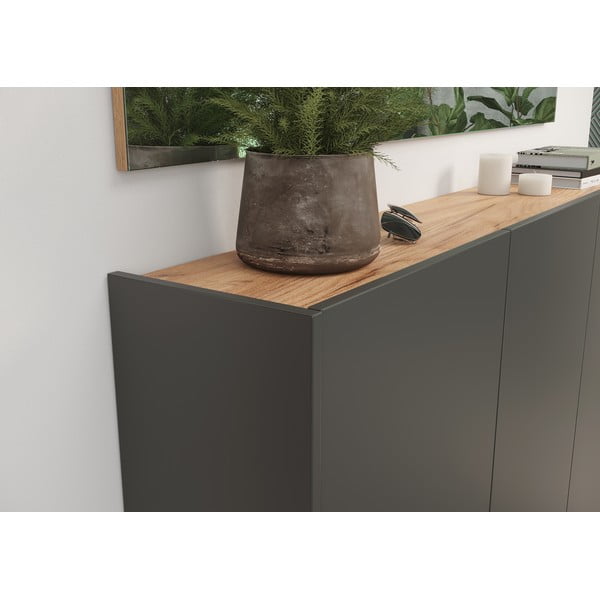 Antracito spalvos pakabinama spintelė iš ąžuolo 138x87x25 cm Libbiano – Germania-image-4