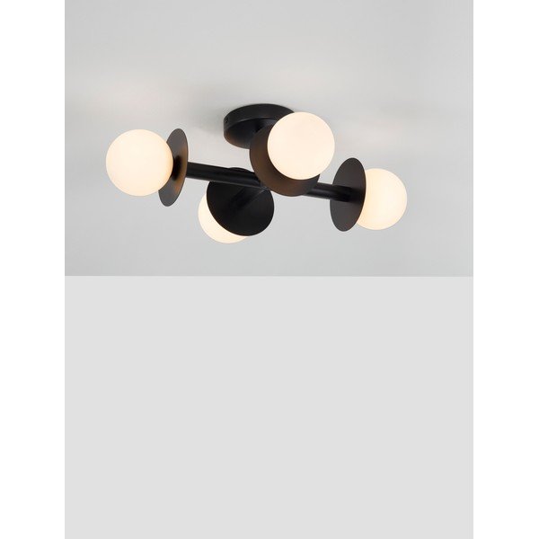 Baltos spalvos/juodos spalvos iš metalo lubinis šviestuvas 37x51 cm su stiklo gaubtu Pielo – Nova Luce-image-1