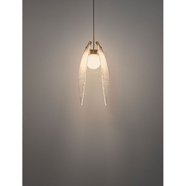 Žalvario spalvos iš plieno kabantis šviestuvas LED su stiklo gaubtu Shelina – Nova Luce-image-2