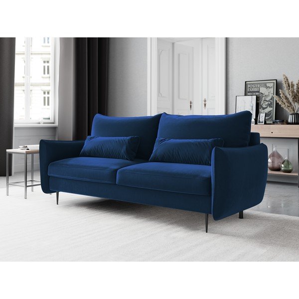 Tamsiai mėlyna sofa-lova su patalynės dėže Cosmopolitan Design Vermont-image-1