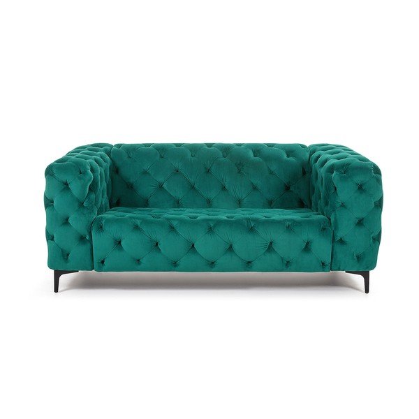 Žalioji 2 vietų sofa su aksomo išvaizda "La Forma Maisha