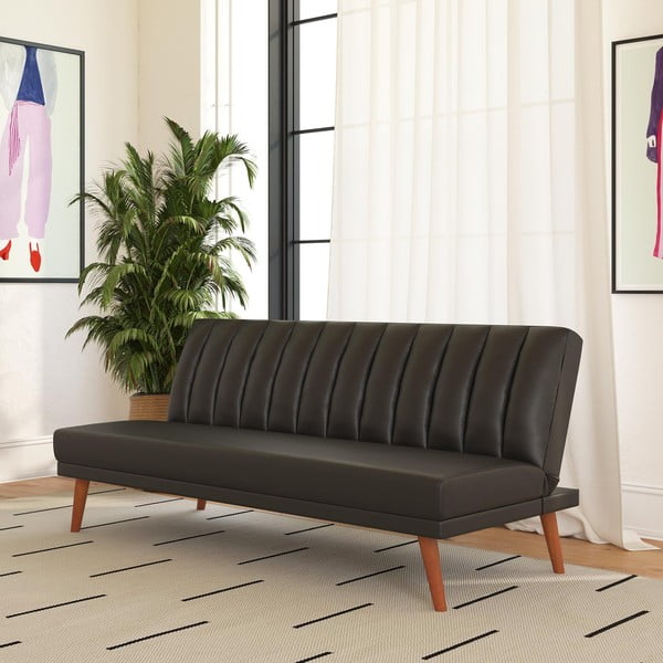 Juoda sofa-lova iš odos imitacijos 173 cm Brittany - Novogratz-image-1