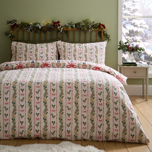 Natūralios spalvos viengulė patalynė 135x200 cm Christmas Nutcracker Bows – Catherine Lansfield-image-1