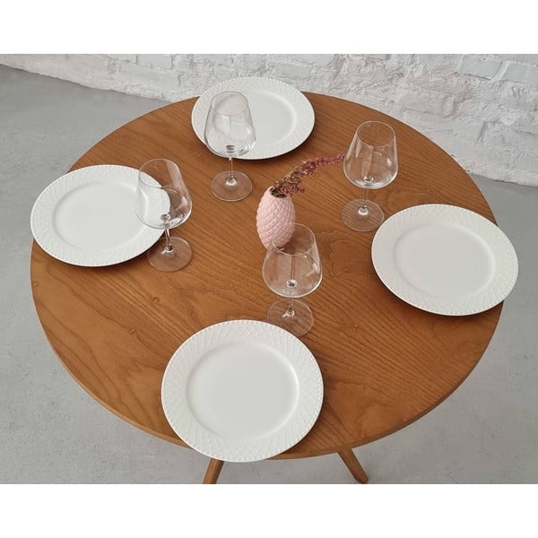 Apvalios formos valgomojo stalas su uosio dekoro stalviršiu ø 90 cm Jubi – Ragaba-image-3