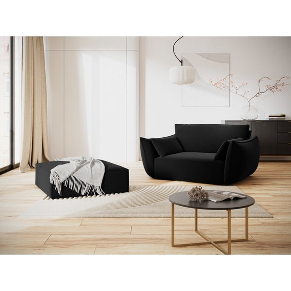 Juodos spalvos iš velveto taburetė Vanda – Mazzini Sofas-image-1