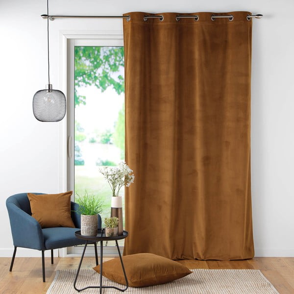 Iš kordinio velveto užuolaida rudos spalvos 140x260 cm Casual – douceur d'intérieur-image-2