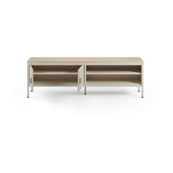 Kreminės spalvos/natūralios spalvos iš metalo TV spintelė 160x50x35 cm Sayla – Marckeric-image-1