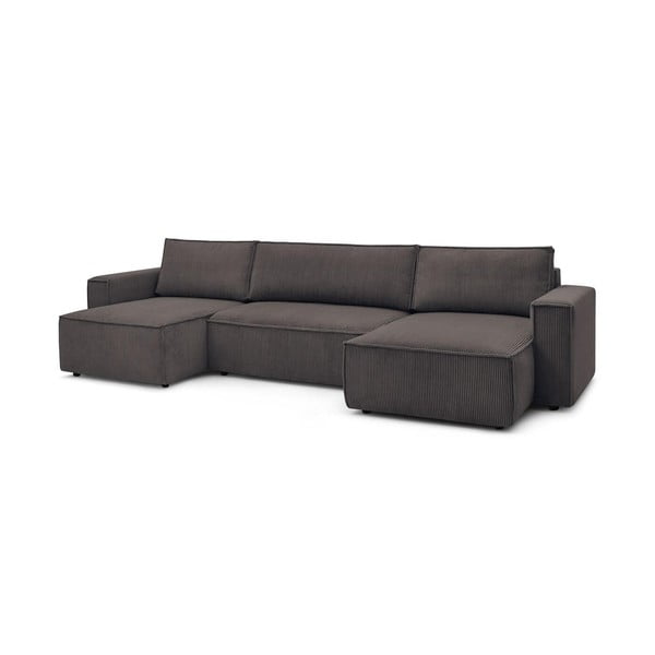 Taupe spalvos iš kordinio velveto sulankstoma kampinė sofa („U“ formos) Nihad – Bobochic Paris-image-3