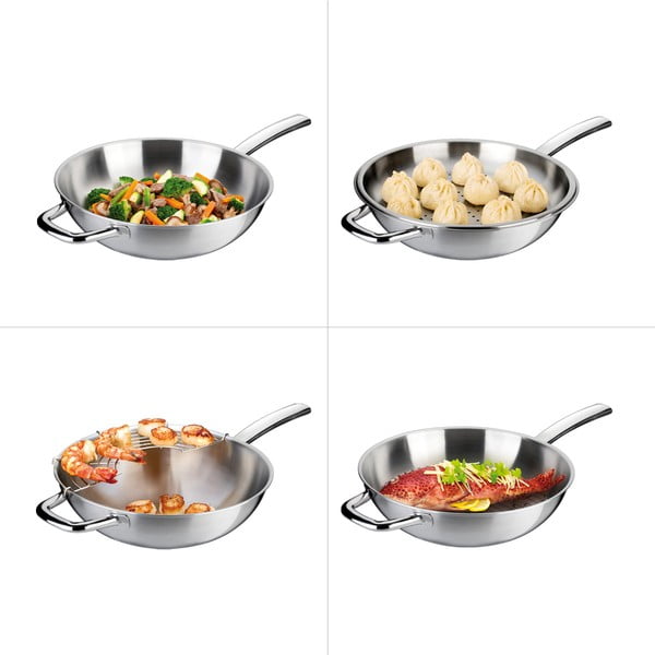 Nerūdijančio plieno wok keptuvė su dangčiu ø 32 cm President - Tescoma-image-2