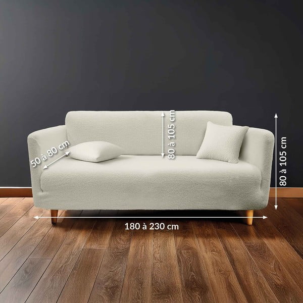 Kreminės spalvos 3 sėdimos vietos įtempiamas sofai baldų apmušalas Laina – douceur d'intérieur-image-2