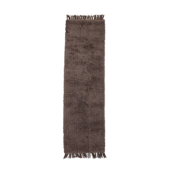 Tamsiai rudas vilnonis kilimas "Bloomingville Pile", 70 x 240 cm
