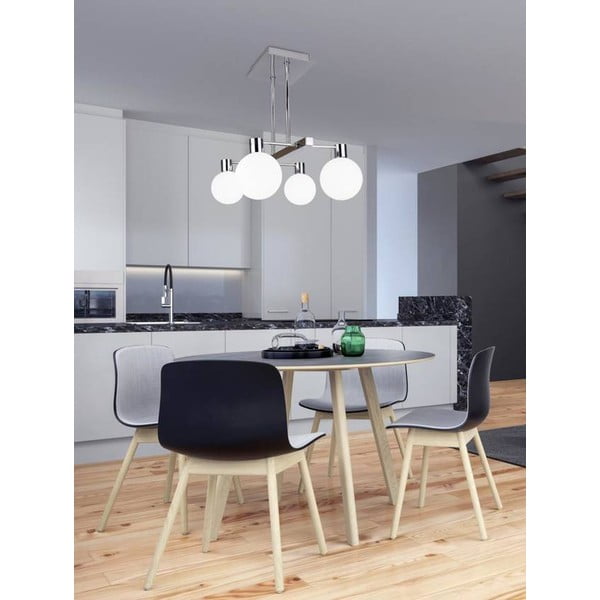Sidabrinės spalvos pakabinamas šviestuvas su stikliniu gaubtu 38x35 cm Maldus - Candellux Lighting-image-1