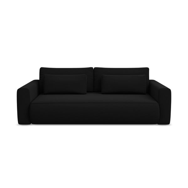Juodos spalvos iš velveto sulankstoma/su sandėliavimo vieta sofa 238 cm Kapua – Makamii