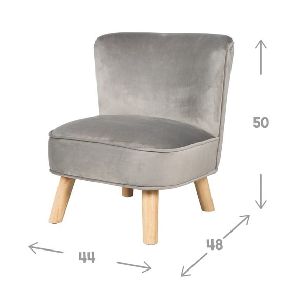 Vaikiškas krėslas šviesiai pilkos spalvos iš velveto Lil Sofa – Roba-image-3