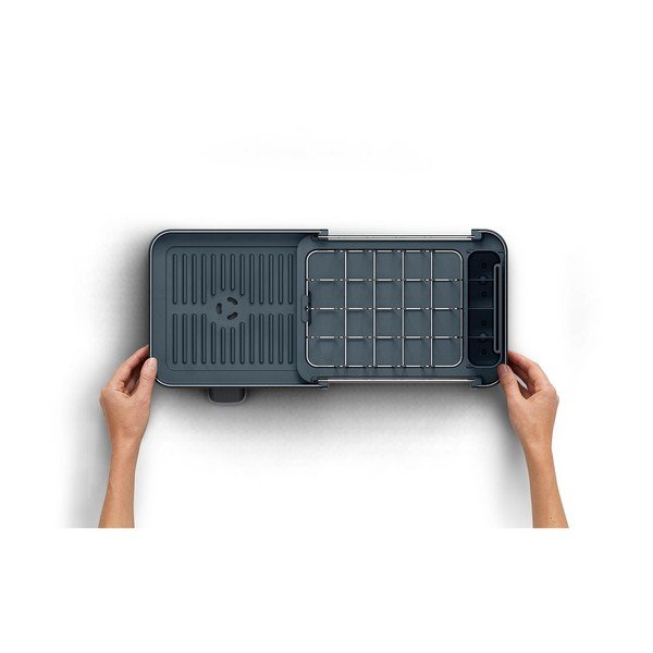 Reguliuojamas juodos spalvos iš plastiko kiaurasamtis 31x19 cm Extend Slim Steel – Joseph Joseph-image-4
