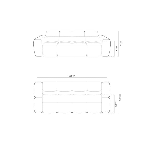 Sofa pilkos spalvos 256 cm Lisa – Micadoni Home-image-4