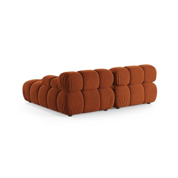 Terakotos spalvos modulinė kampinė sofa iš velveto (su dešiniuoju kampu/su gultu) – Micadoni -image-3