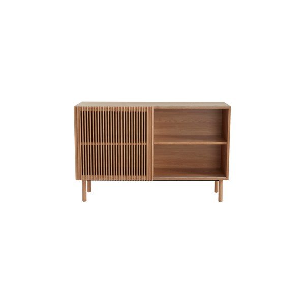 Natūralios spalvos spintelė iš uosio su stumdomomis durimis 124x80x45 cm Sion – Jotex
