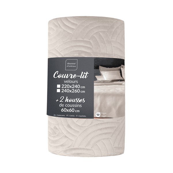 Kreminės spalvos iš velveto lovatiesės ir pagalvės užvalkalų rinkinys 240x260 cm Solange – douceur d'intérieur