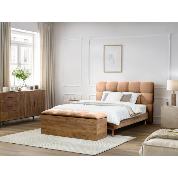 Dvigulė lova šviesiai rožinės spalvos audiniu dengta su lovos grotelėmis 180x200 cm Kumo – Bobochic Paris-image-4