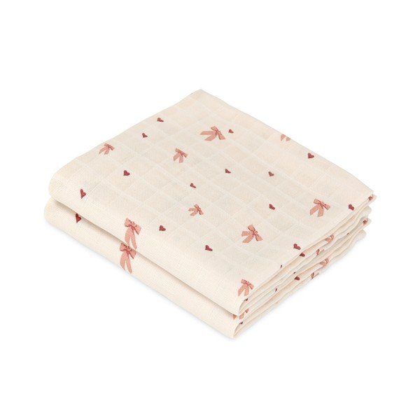 Rožinės spalvos/smėlio spalvos iš muslino medžiaginės sauskelnės 2 vnt. 70x70 cm Bows – Cam Cam Copenhagen
