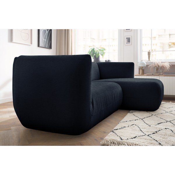 Tamsiai mėlyna velvetinė kampinė sofa (dešinysis kampas) Lecomte - Bobochic Paris-image-1