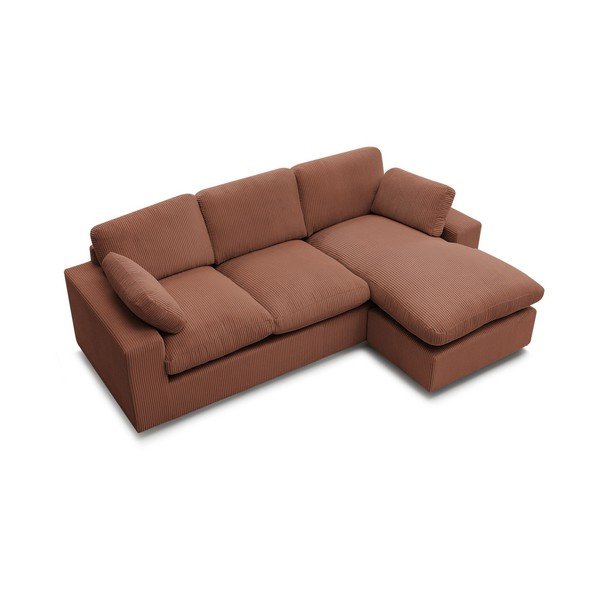 Oranžinės spalvos kampinė sofa iš kordinio velveto Belair – Bobochic Paris-image-3