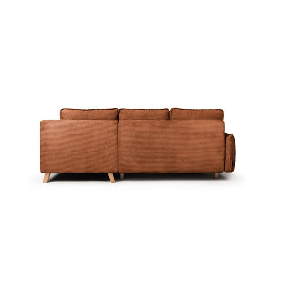 Iš kordinio velveto sulankstoma kampinė sofa oranžinės spalvos Tori – Bonami Selection-image-4