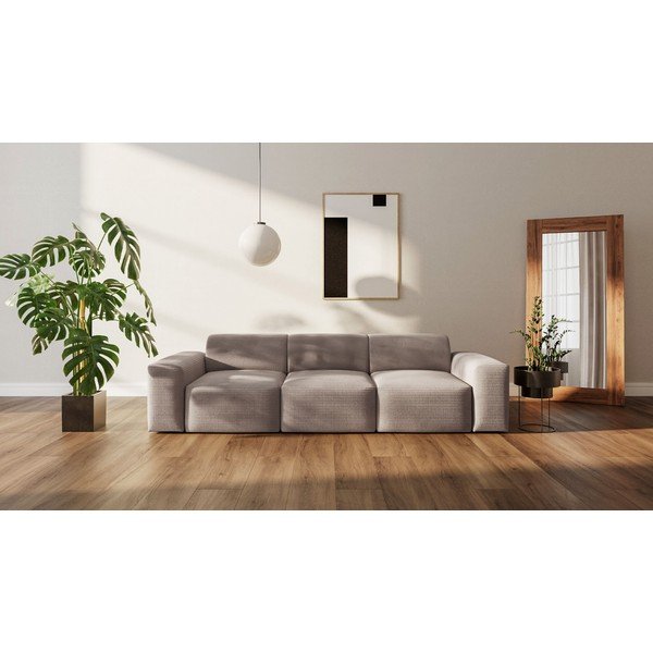 Sofa smėlio spalvos iš kordinio velveto 285 cm Fluvio – MESONICA-image-1