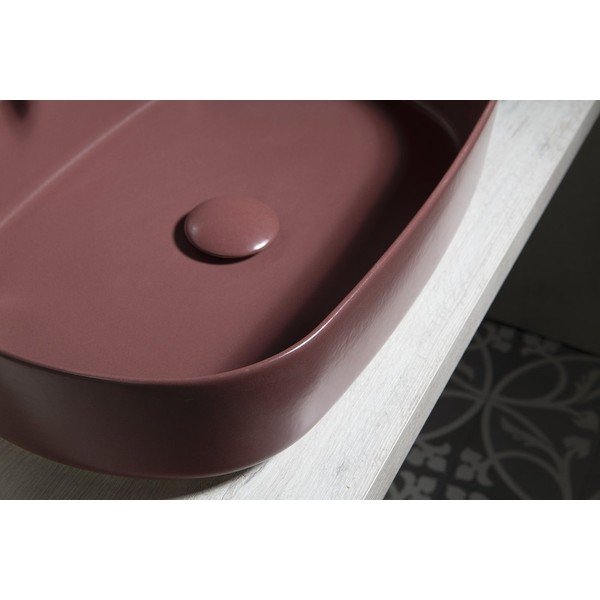Ovalo formos bordo spalvos keraminis praustuvas Sapho Infinity, 55 x 36 cm-image-1